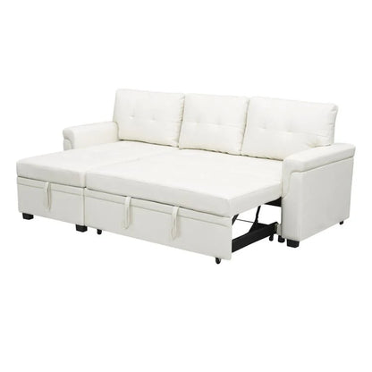 Canapé d'angle réversible convertible avec lit gigogne, méridienne de rangement et pieds durables