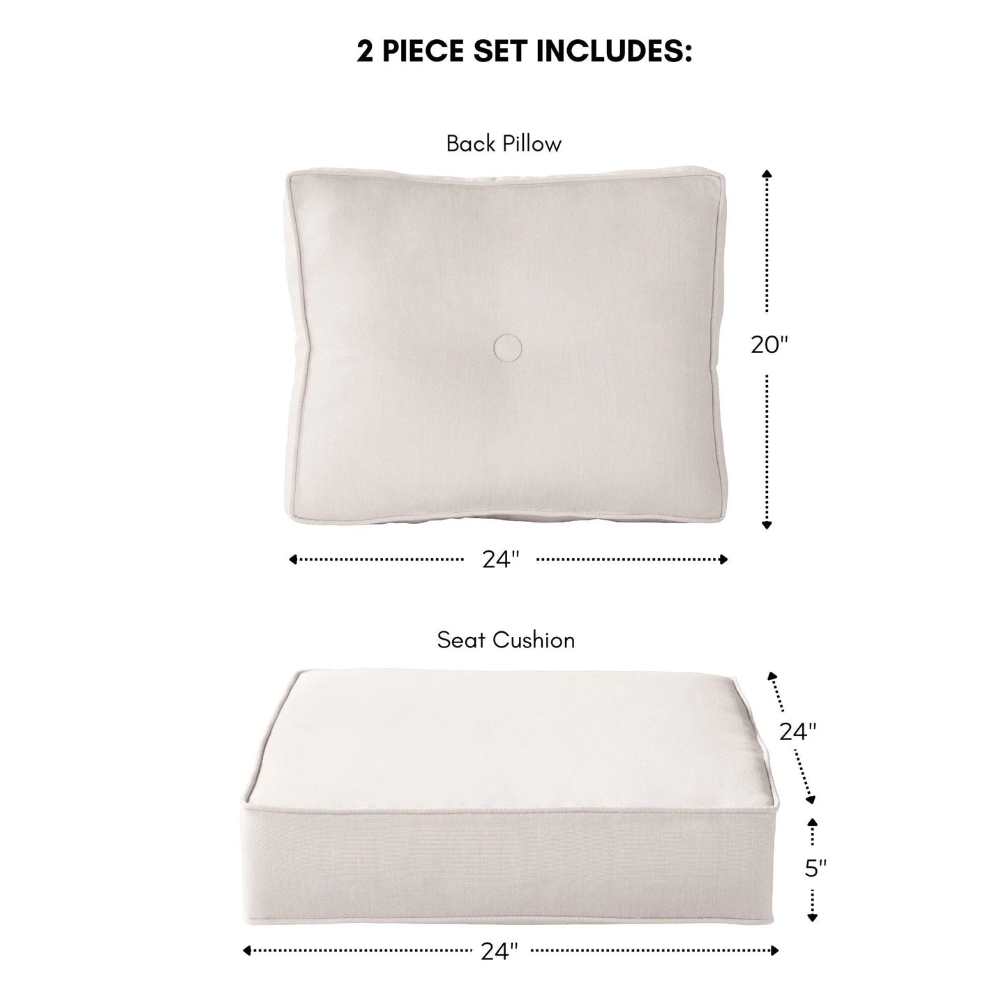 Ensemble de deux coussins d'extérieur haut de gamme Sunbrella pour assise profonde
