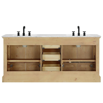 Meuble sous-vasque Hervas avec plateau en marbre naturel, sans miroir
