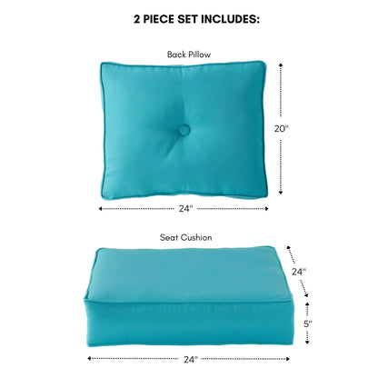 Ensemble de deux coussins d'extérieur haut de gamme Sunbrella pour assise profonde