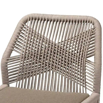 Chaise de salle à manger en acajou et corde tressée, style transitionnel moderne, grise