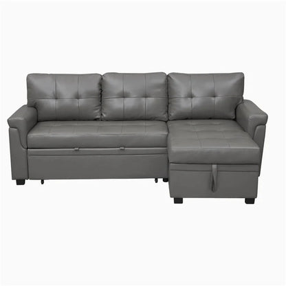 Canapé d'angle réversible convertible avec lit gigogne, méridienne de rangement et pieds durables