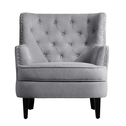Moser Bay Mignon Fauteuil d'appoint à oreilles capitonné large de 76 cm en velours et lin