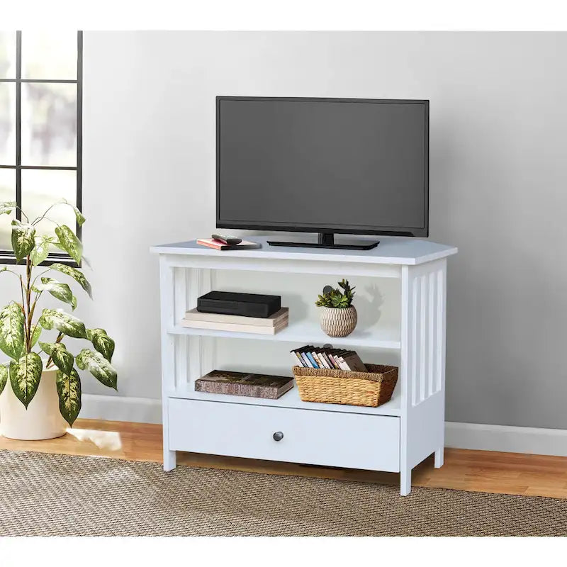 Meuble TV d'angle en bois massif de style Mission