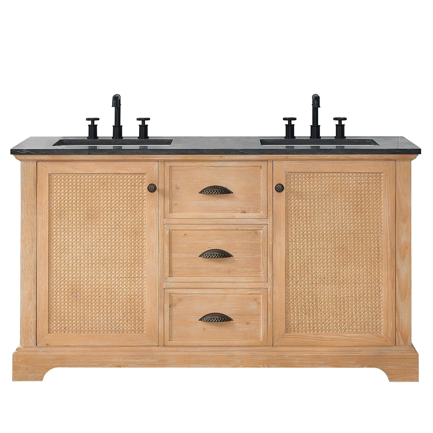 Meuble sous-vasque Hervas avec plateau en marbre naturel, sans miroir