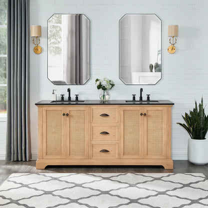 Meuble sous-vasque Hervas avec plateau en marbre naturel, sans miroir