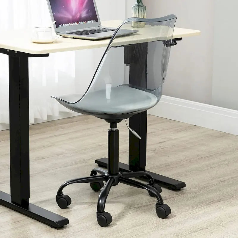 Chaise de bureau à roulettes sans accoudoirs, réglable en hauteur, en acrylique pivotant