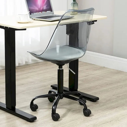Chaise de bureau à roulettes sans accoudoirs, réglable en hauteur, en acrylique pivotant