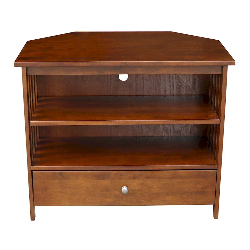Meuble TV d'angle en bois massif de style Mission