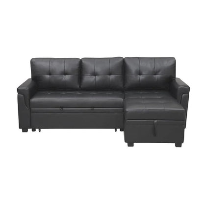 Canapé d'angle réversible convertible avec lit gigogne, méridienne de rangement et pieds durables