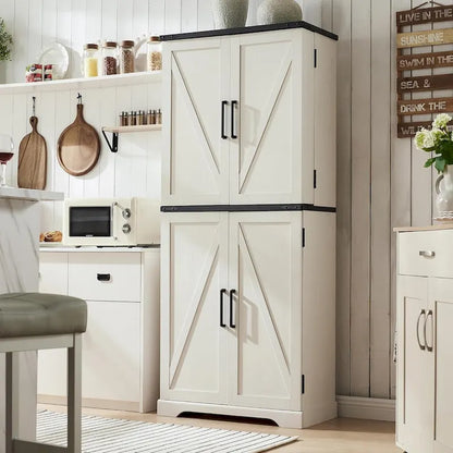72 Garde-manger de cuisine de style campagnard, armoire de rangement avec portes coulissantes de grange - N/A