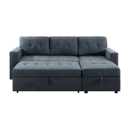 Canapé d'angle réversible convertible avec lit gigogne, méridienne de rangement et pieds durables