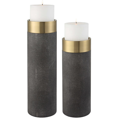 WESSEX CANDLEHOLDERS, GRAY, S/2 DECOR AC0010