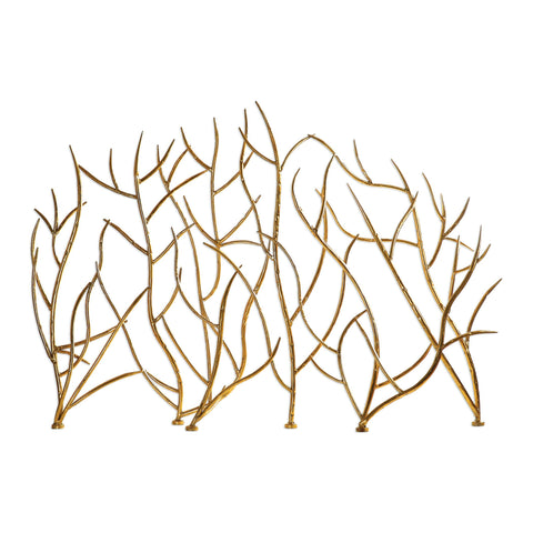 GOLD BRANCHES DECORATIVE FIREPLACE SCREEN DECOR AC0014