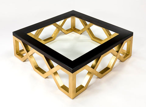 Faux Walnut and Goldleaf finish Occasional Table