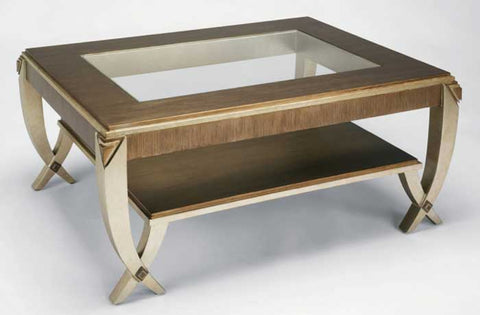 Burnished Metallic Muted Silverleaf and Gold Occasional Table