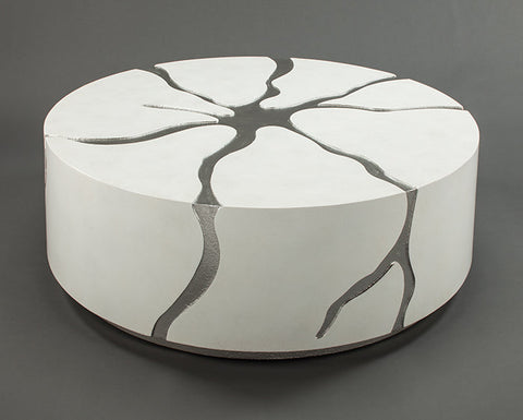 Frosty White with Silver Inlay Occasional Table