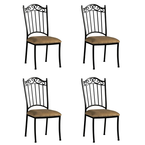 0710 Transitional Style Dining Set with Wrought Iron Glass Table & Chairs-YULISSA HOME FURNISHINGS LLC