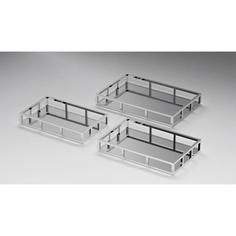 1008-TR Rectangular Stainless Steel Mirrored Nesting Trays