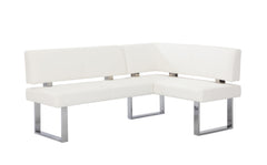LINDEN Contemporary Dining Set w/ White Gloss Table, Upholstered Bench & Nook