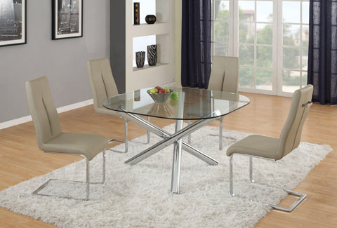 LEATRICE Dining Set w/ Glass Top Table & 4 Cantilever Chairs image