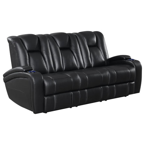 Zimmerman Black Faux Leather Power Motion Three-Piece Living Room Set
