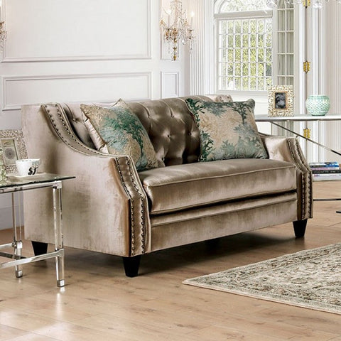 Champagne Tufted Loveseat SKU: LO0003