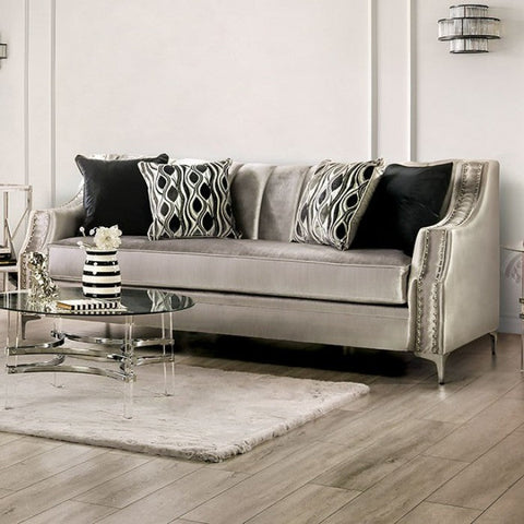 Silver Tufted Sofa